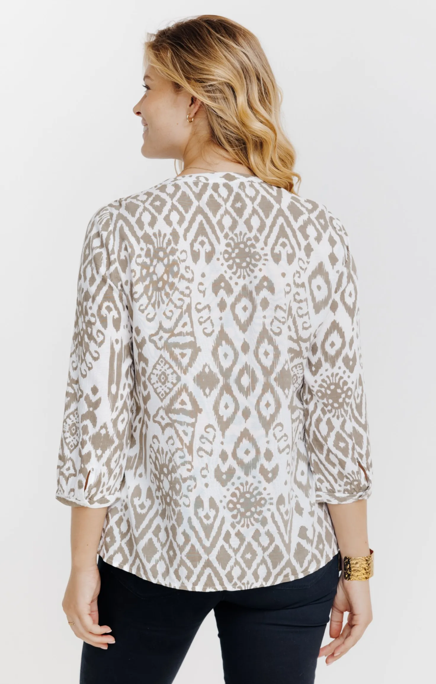 Blouse imprimée avec détails galon -