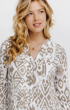 Blouse imprimée avec détails galon -