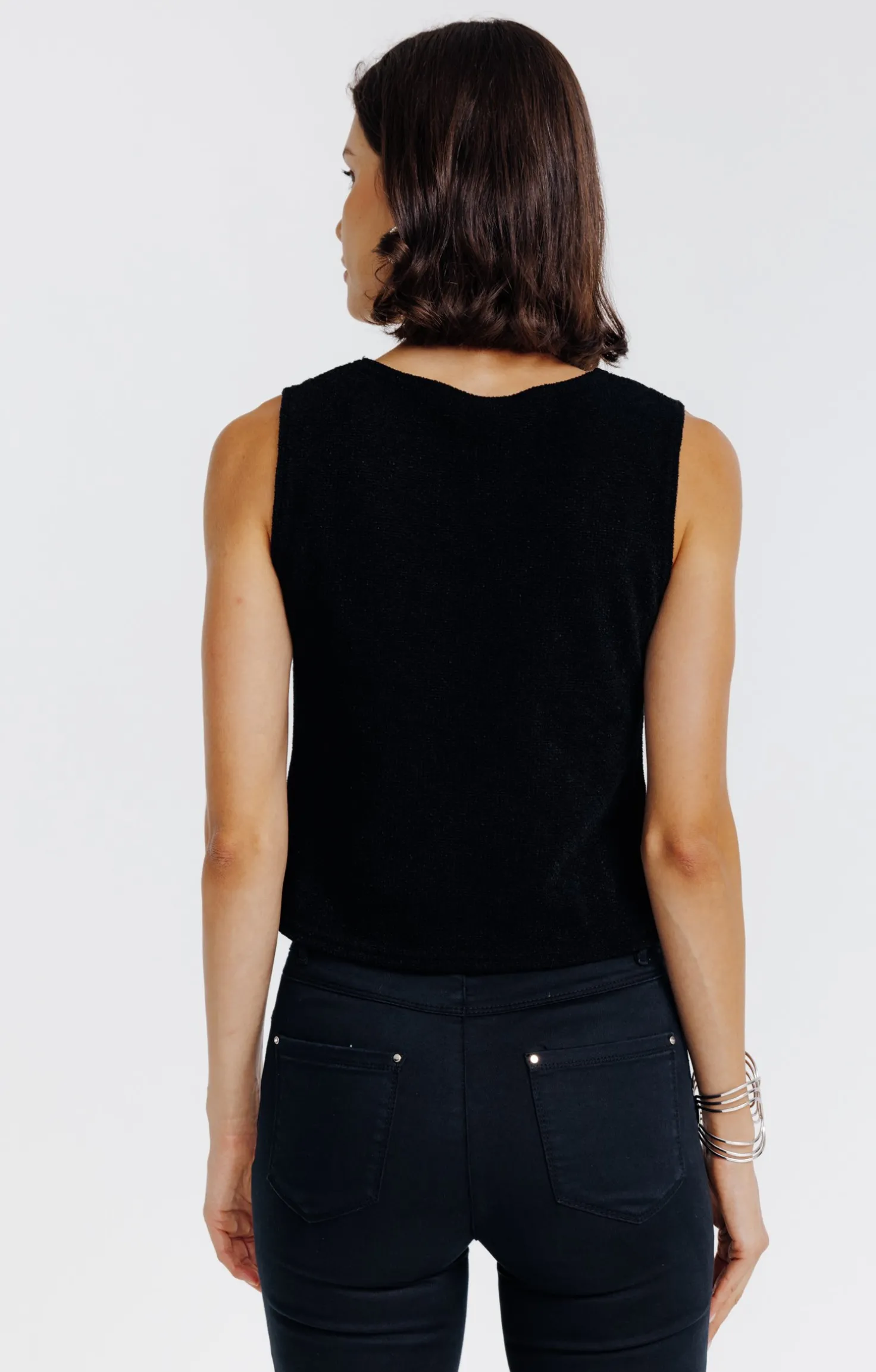 Cardigan boutonné sans manches -