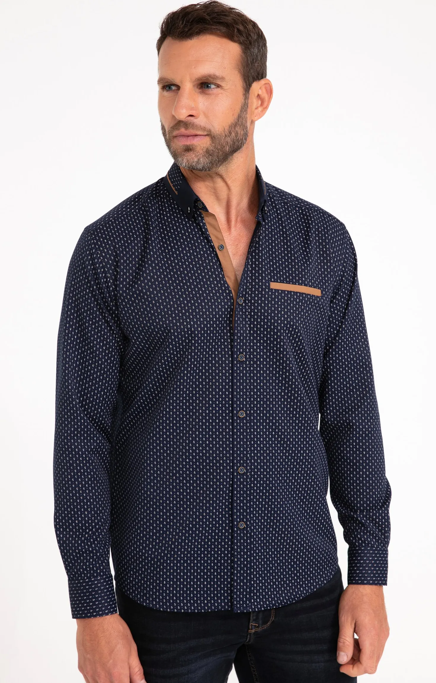 Chemise à manches longues marine -