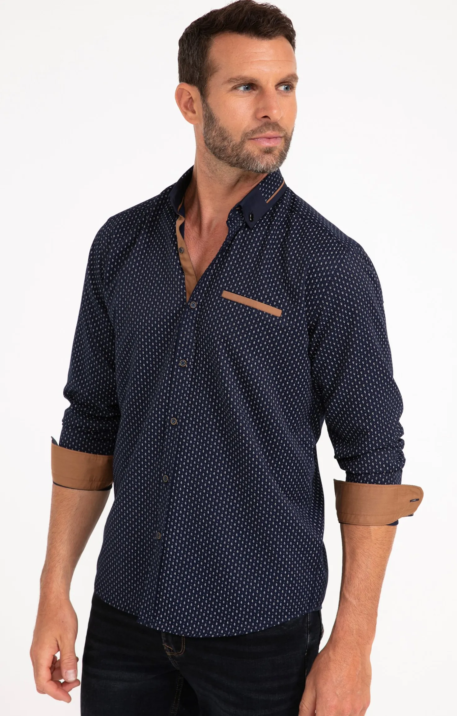 Chemise à manches longues marine -