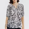 Chemise col mao imprimée feuillage -