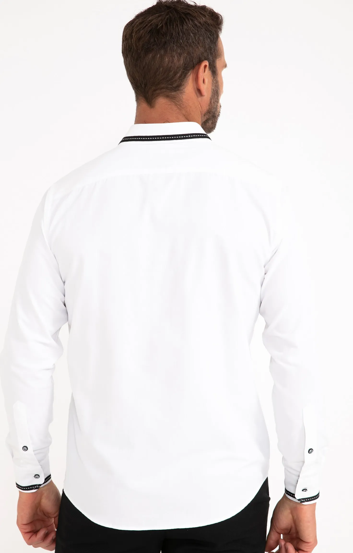 Chemise en satin uni manches longues -