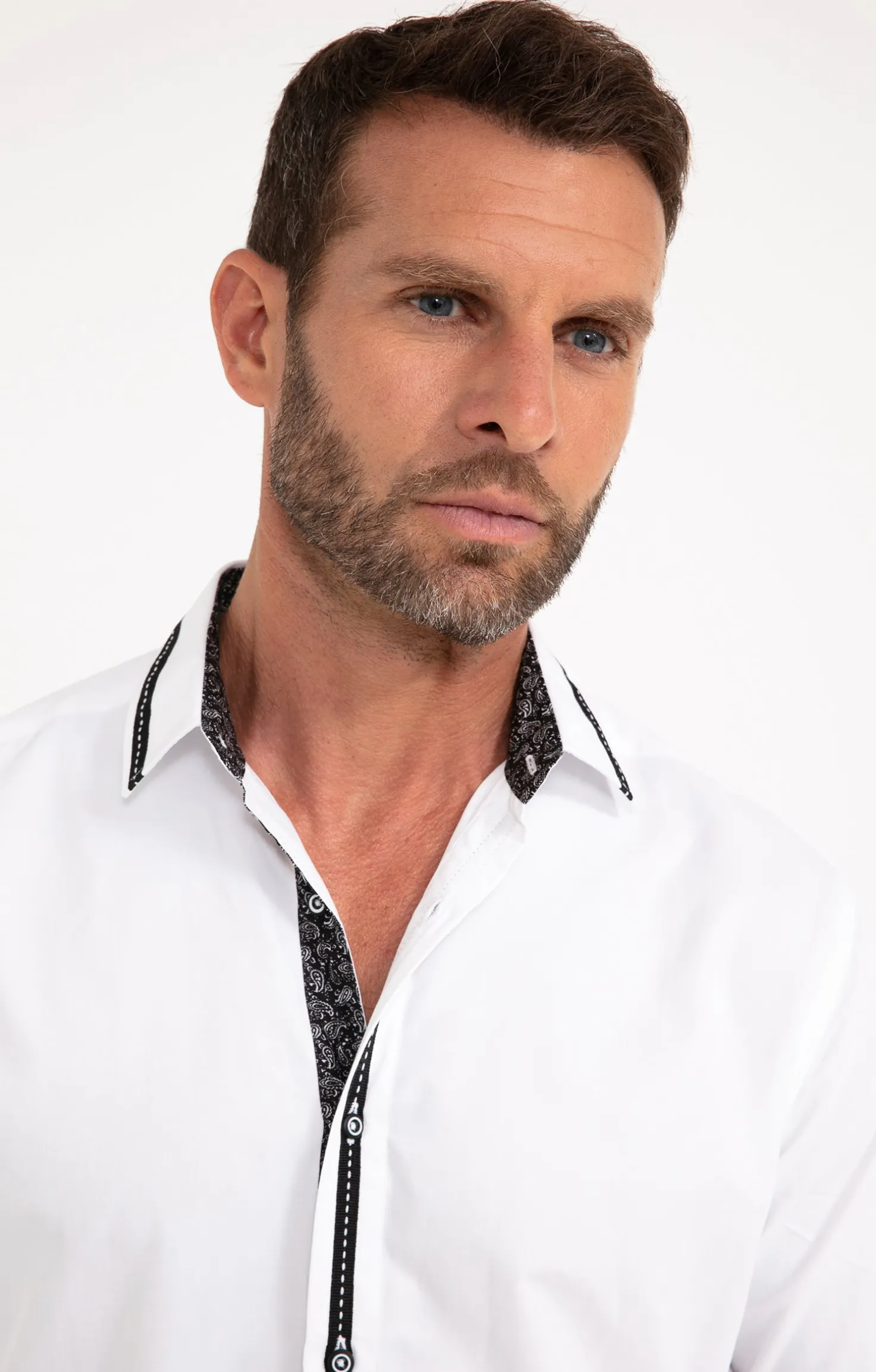 Chemise en satin uni manches longues -