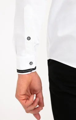 Chemise en satin uni manches longues -