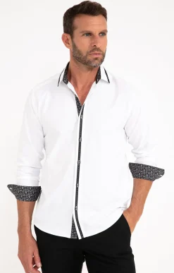 Chemise en satin uni manches longues -