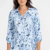 Chemise imprimé fleuri boutons nacrés -