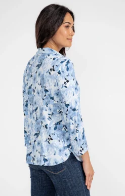 Chemise imprimé fleuri boutons nacrés -