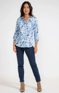 Chemise imprimé fleuri boutons nacrés -