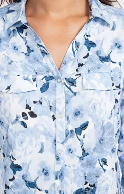 Chemise imprimé fleuri boutons nacrés -