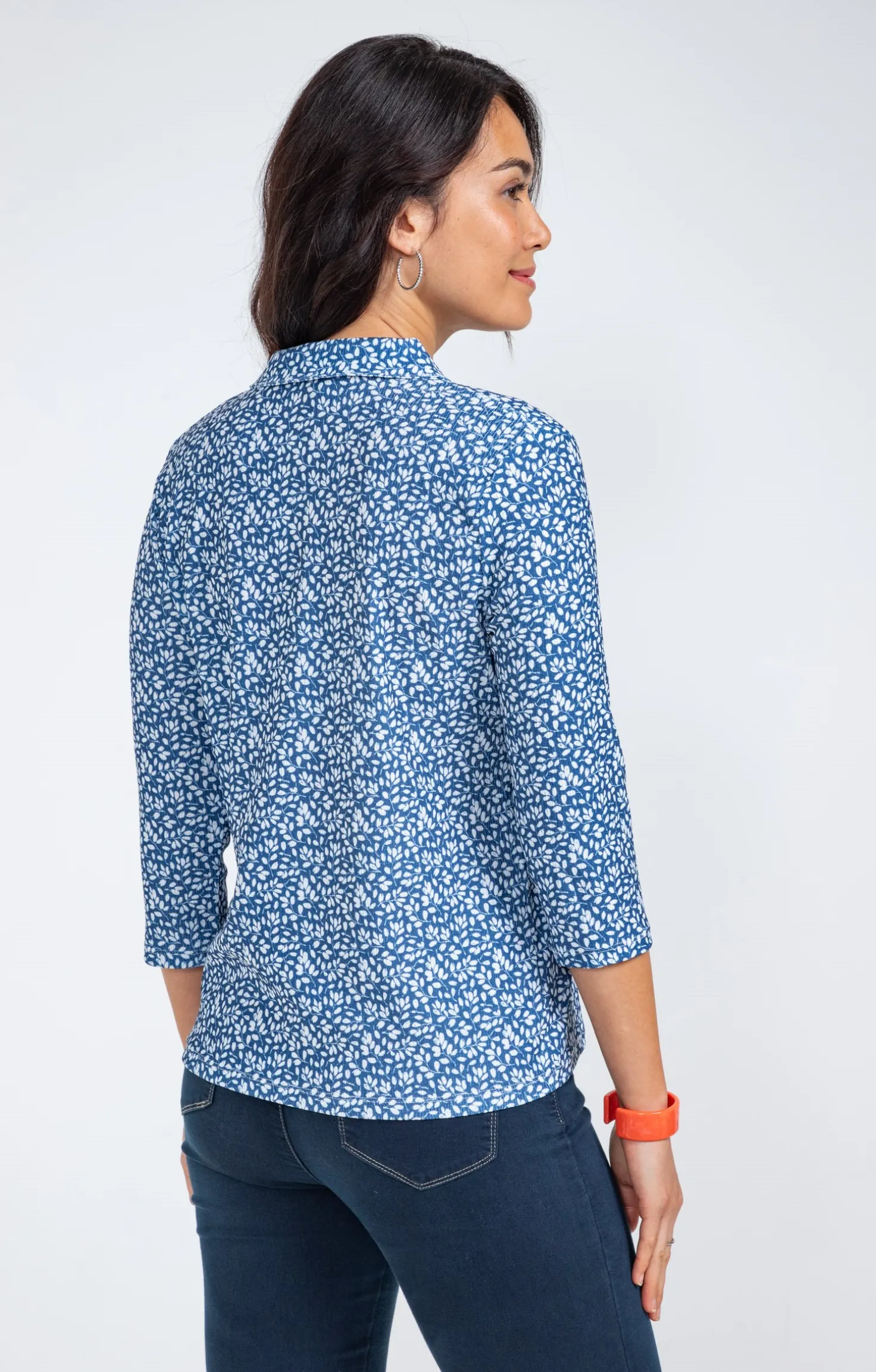 Chemise imprimé petites feuilles -