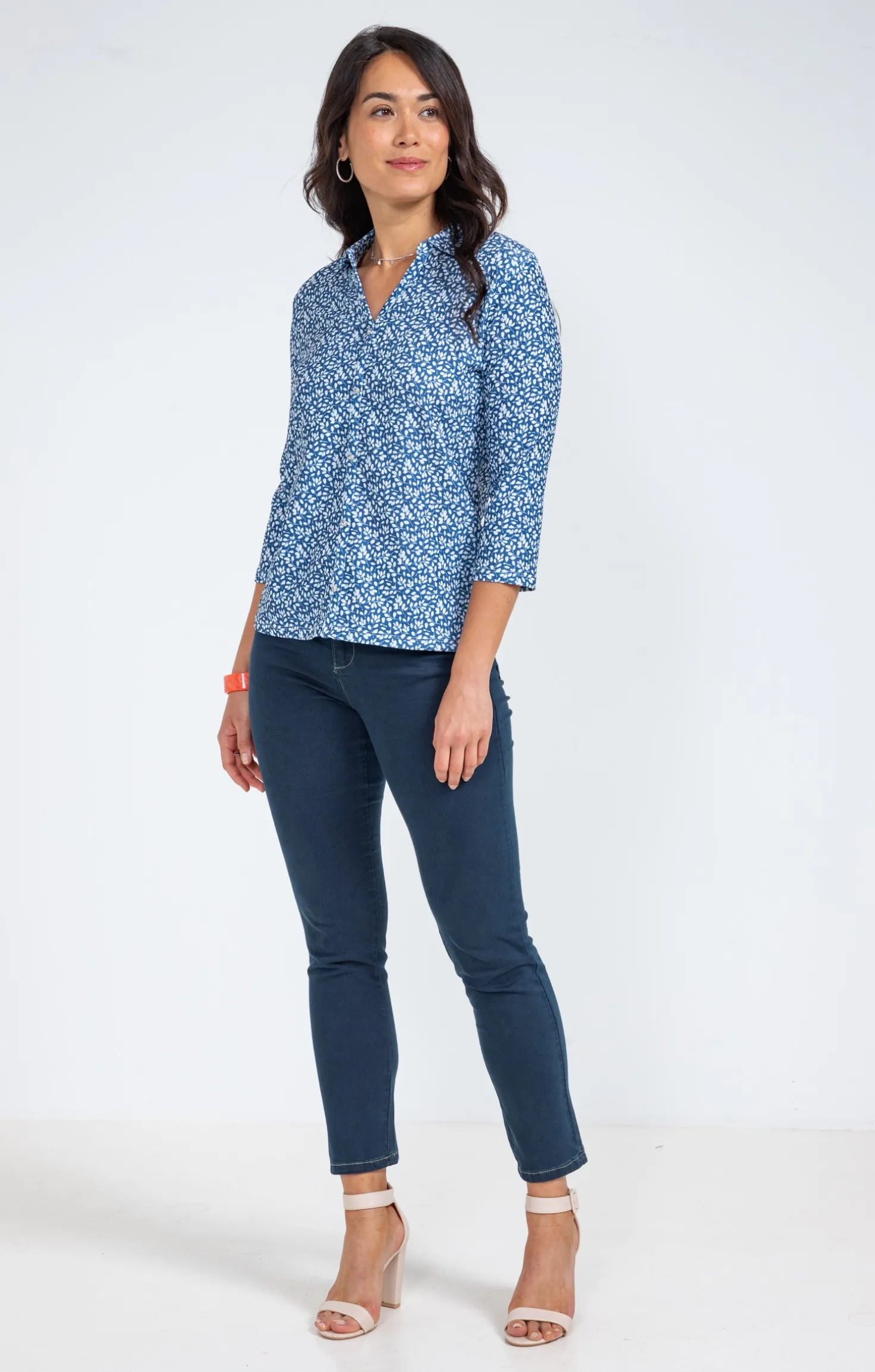 Chemise imprimé petites feuilles -