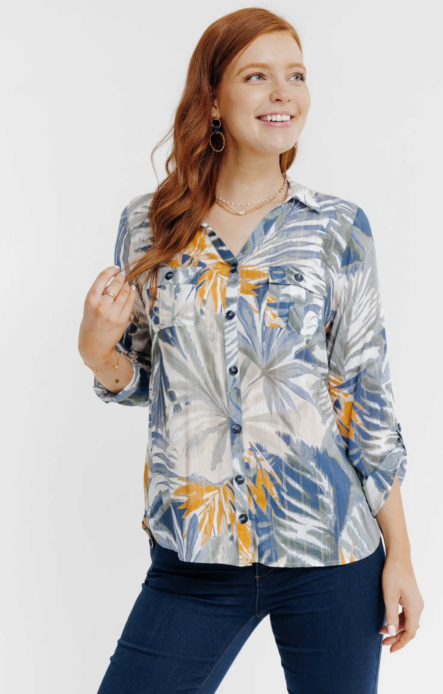 Chemise imprimée feuillage -