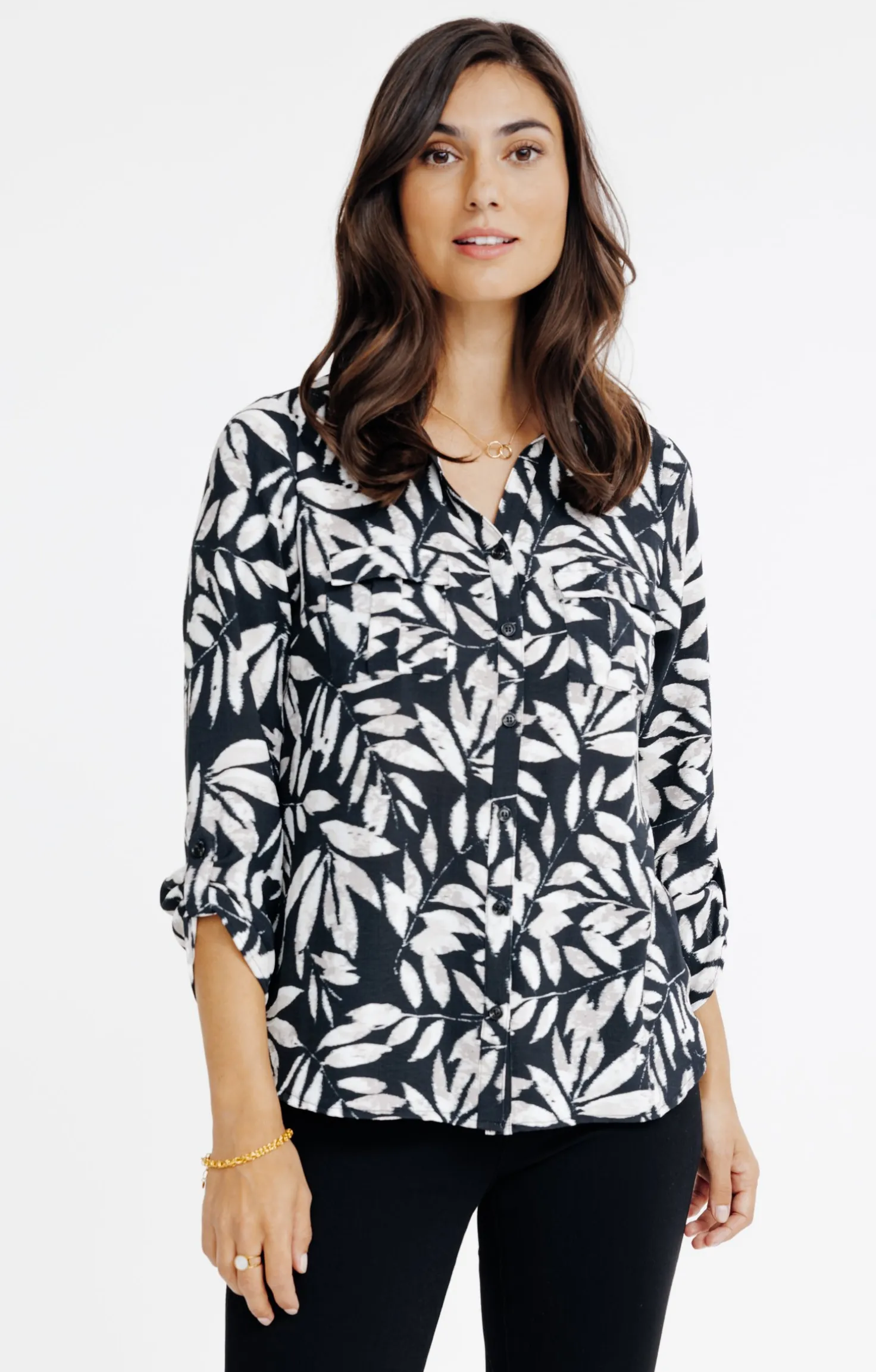 Chemise imprimée feuillage -