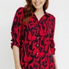 CHEMISE IMPRIME FEUILLAGE BICOLORE -