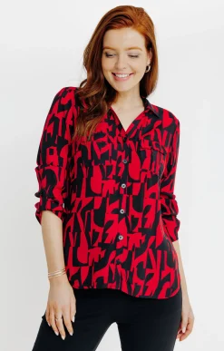 CHEMISE IMPRIME FEUILLAGE BICOLORE -