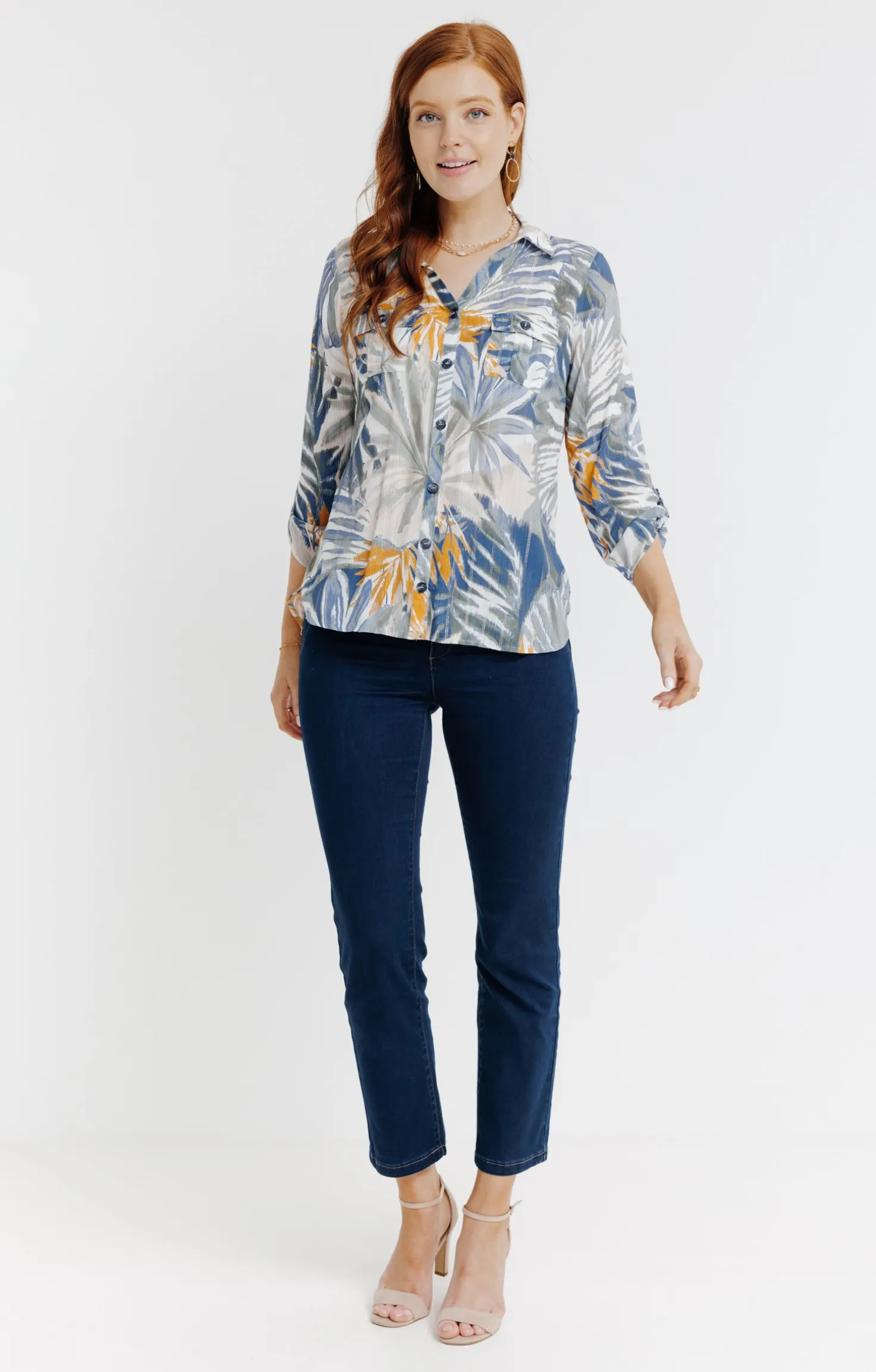 Chemise imprimée feuillage -