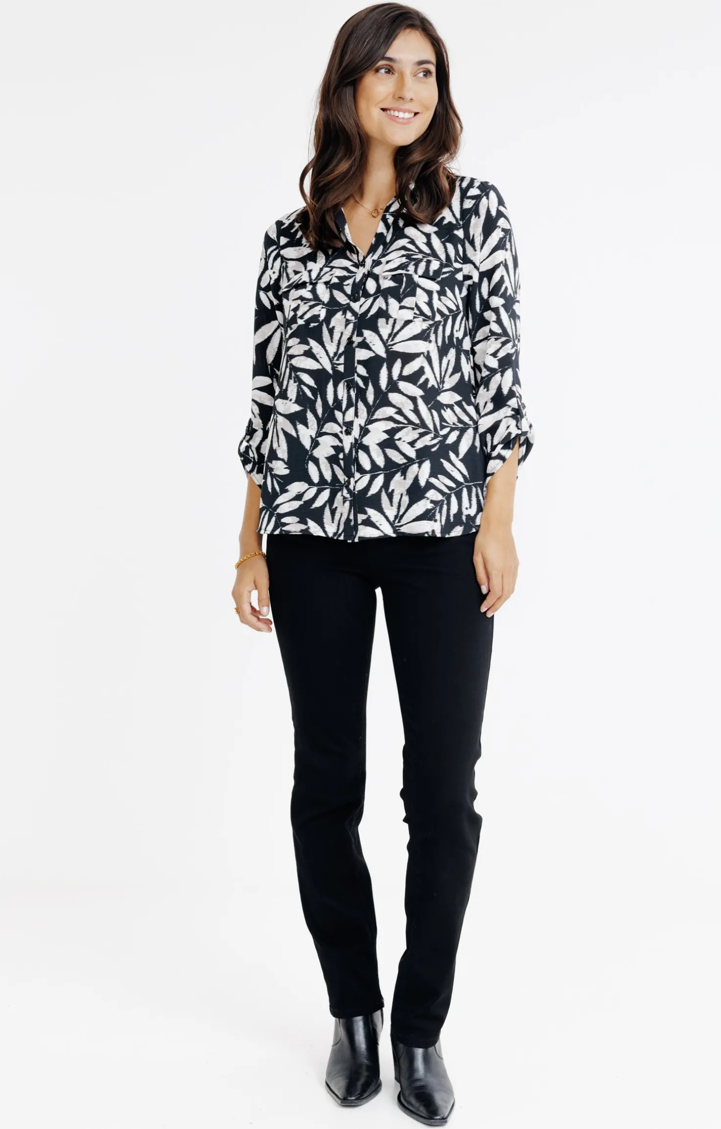 Chemise imprimée feuillage -