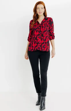 CHEMISE IMPRIME FEUILLAGE BICOLORE -