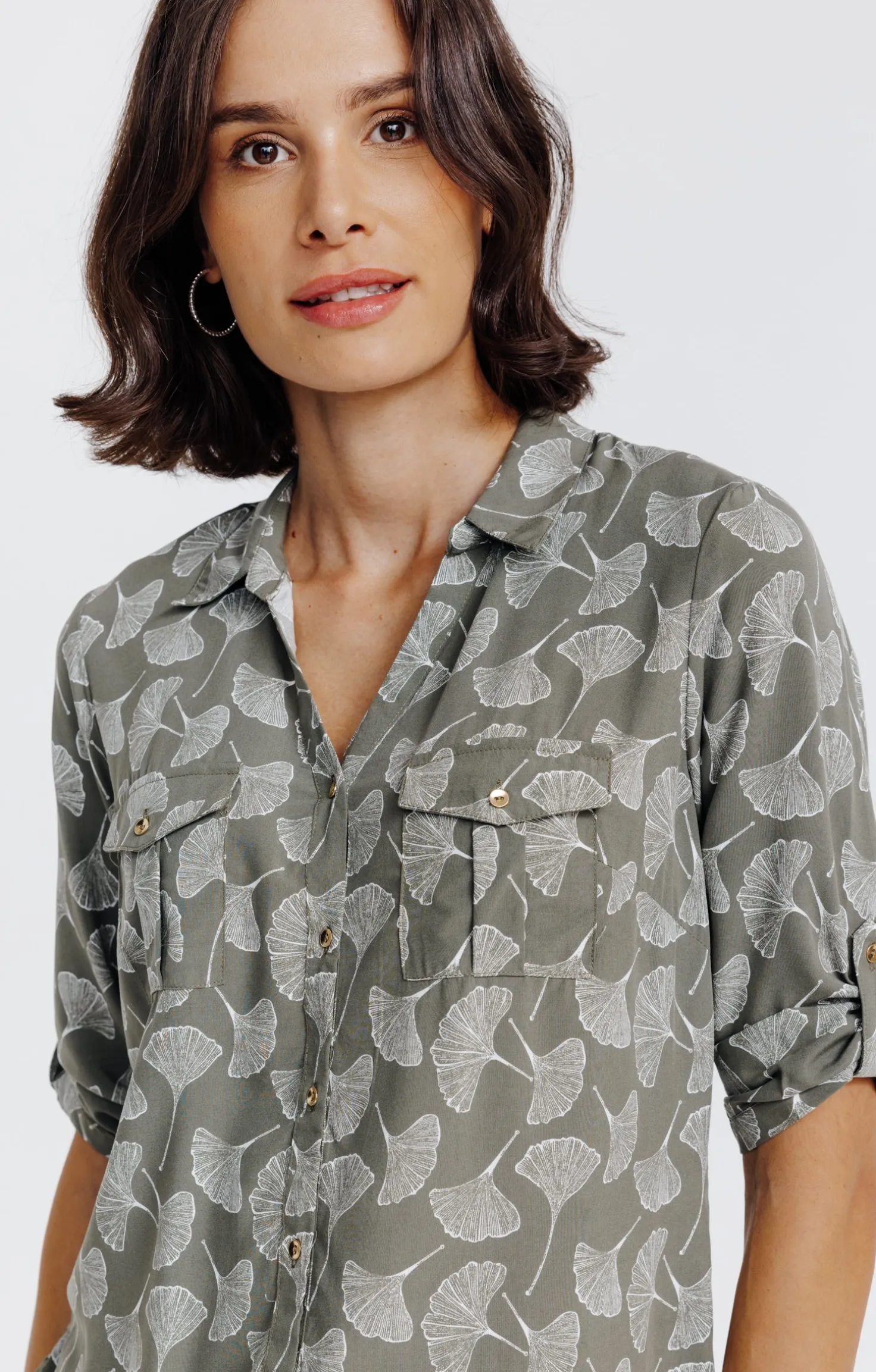 Chemise imprimée feuillage -