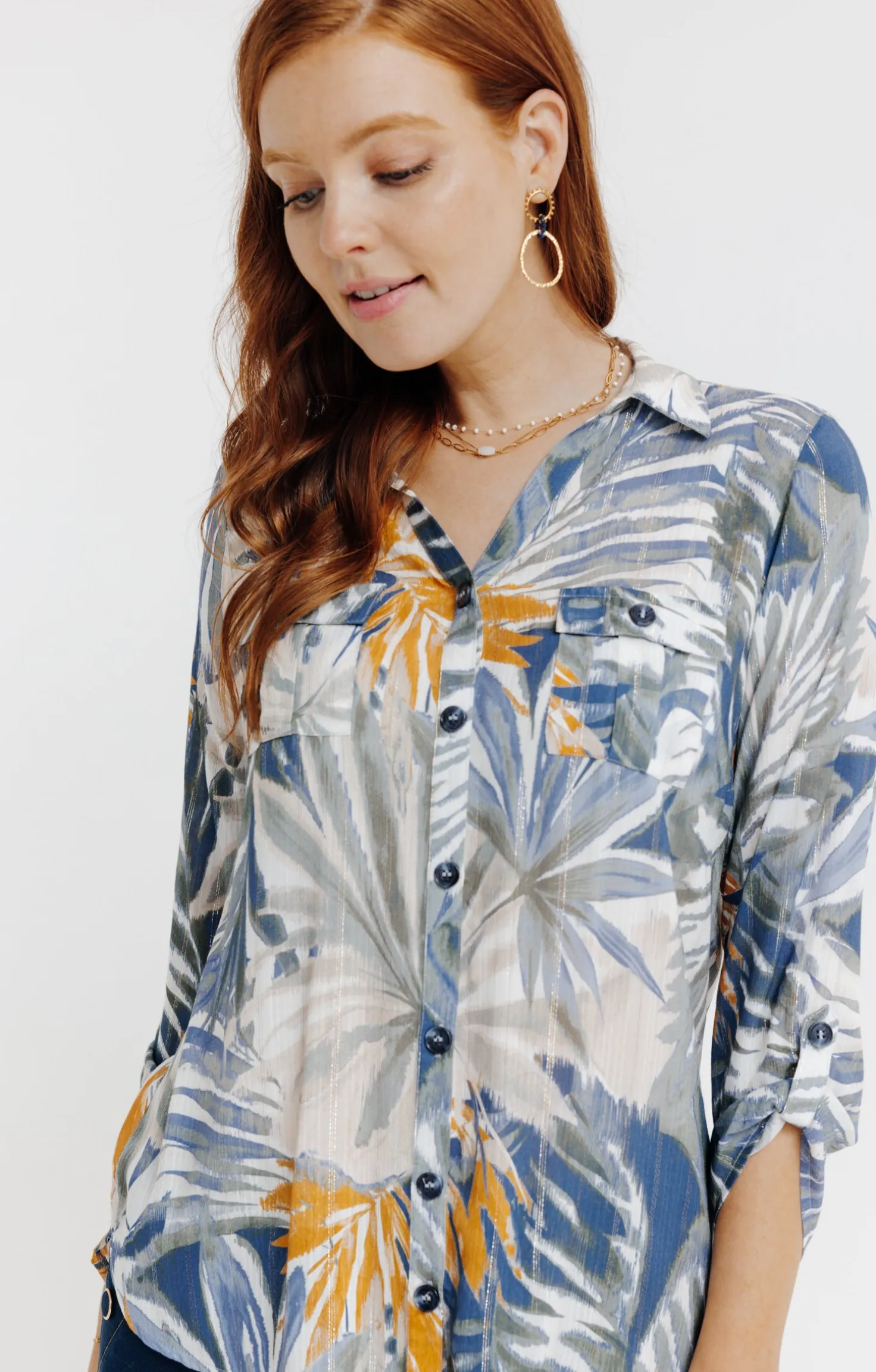 Chemise imprimée feuillage -