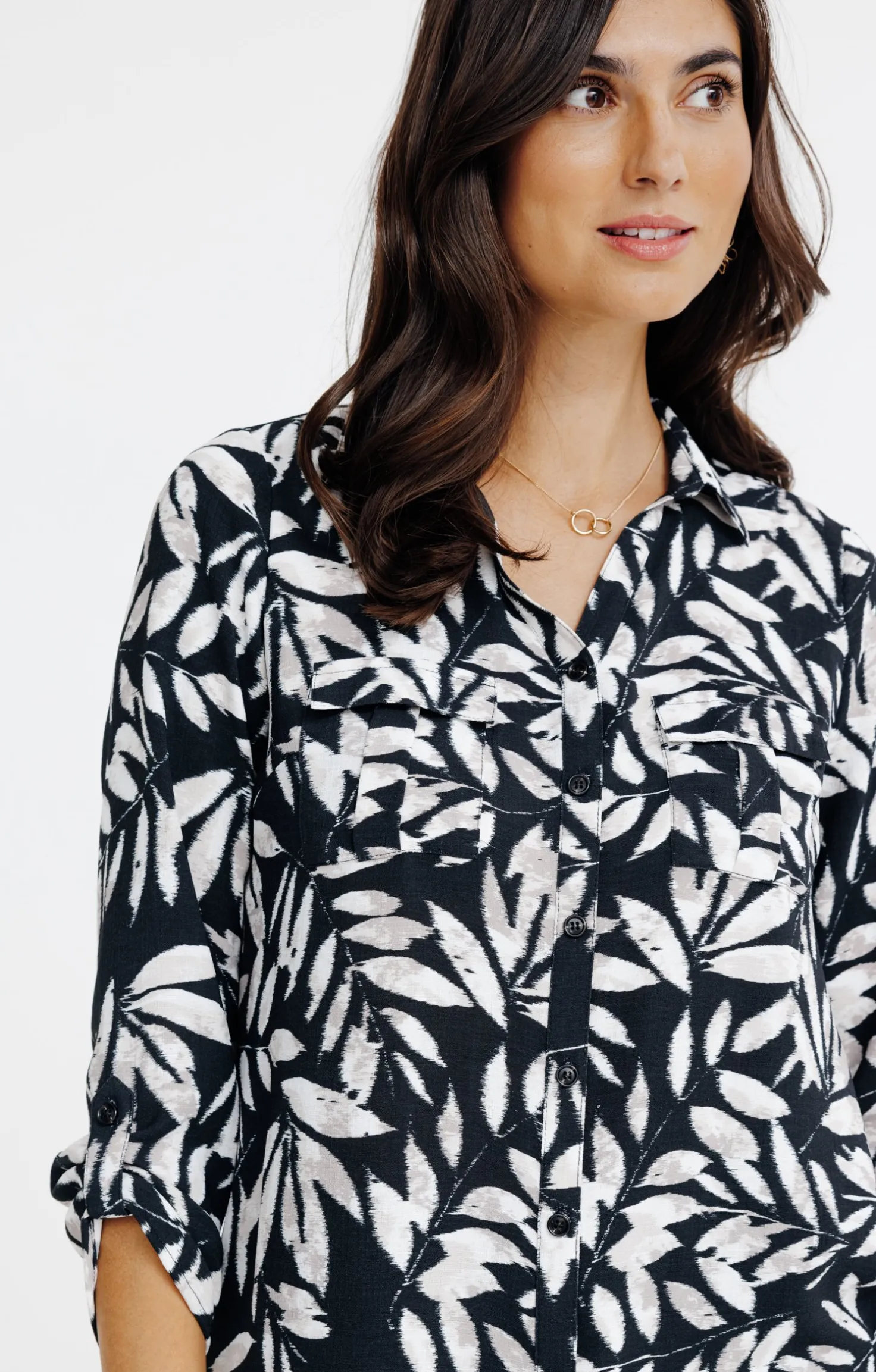 Chemise imprimée feuillage -