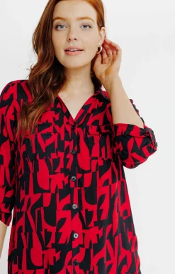 CHEMISE IMPRIME FEUILLAGE BICOLORE -