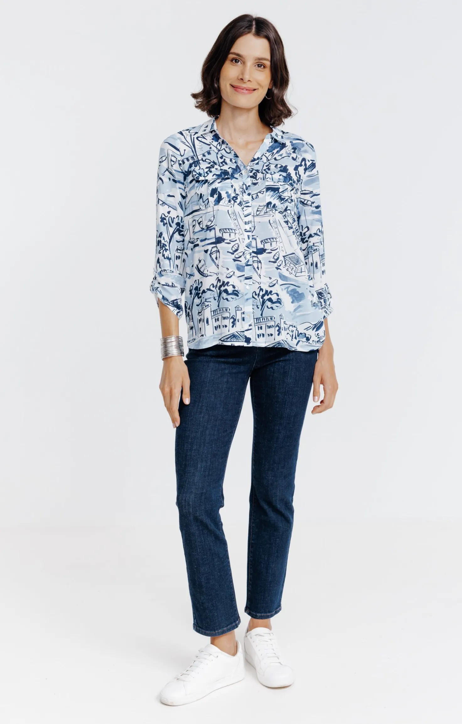 Chemise imprimée motif paysage -