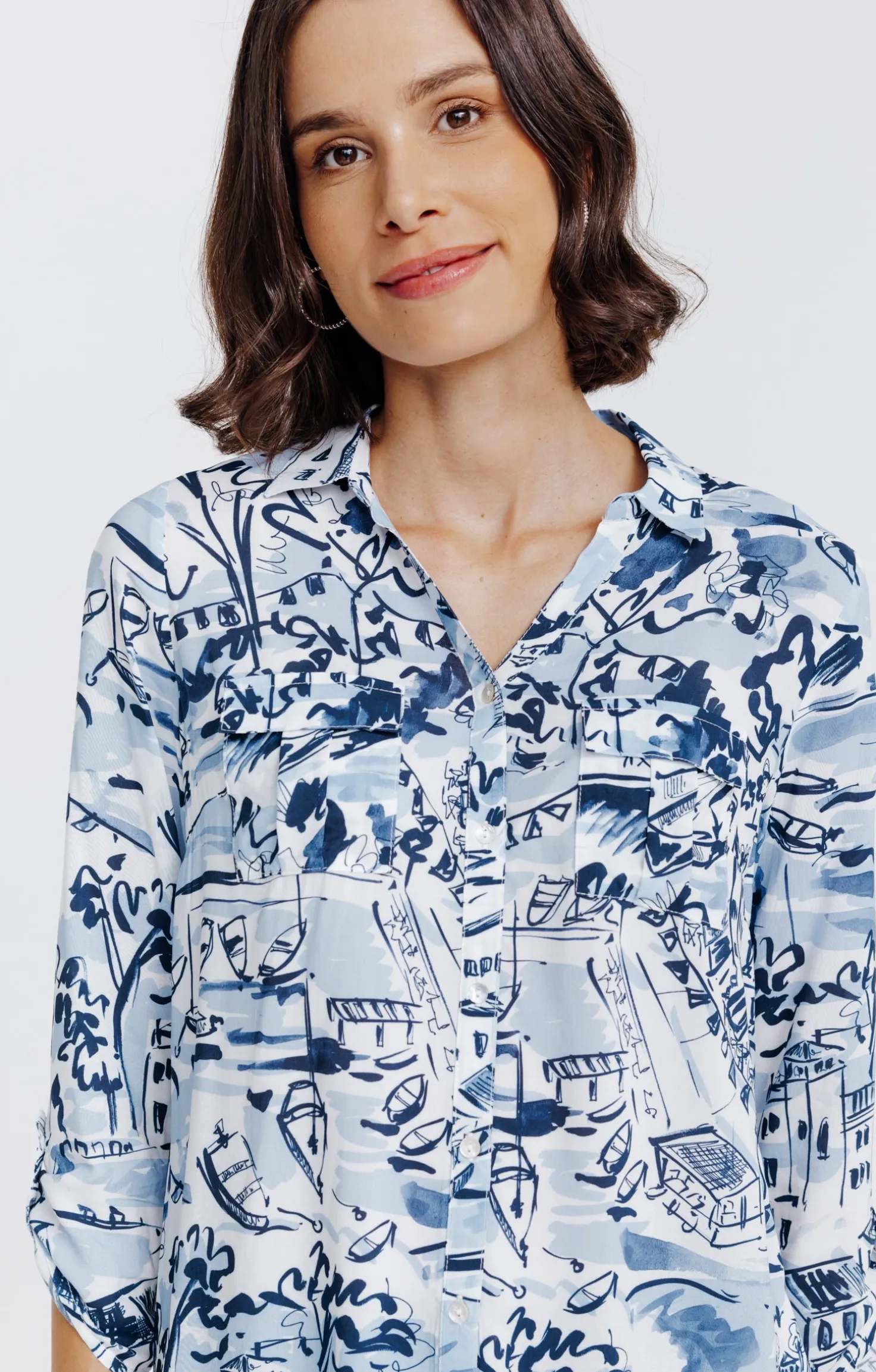 Chemise imprimée motif paysage -
