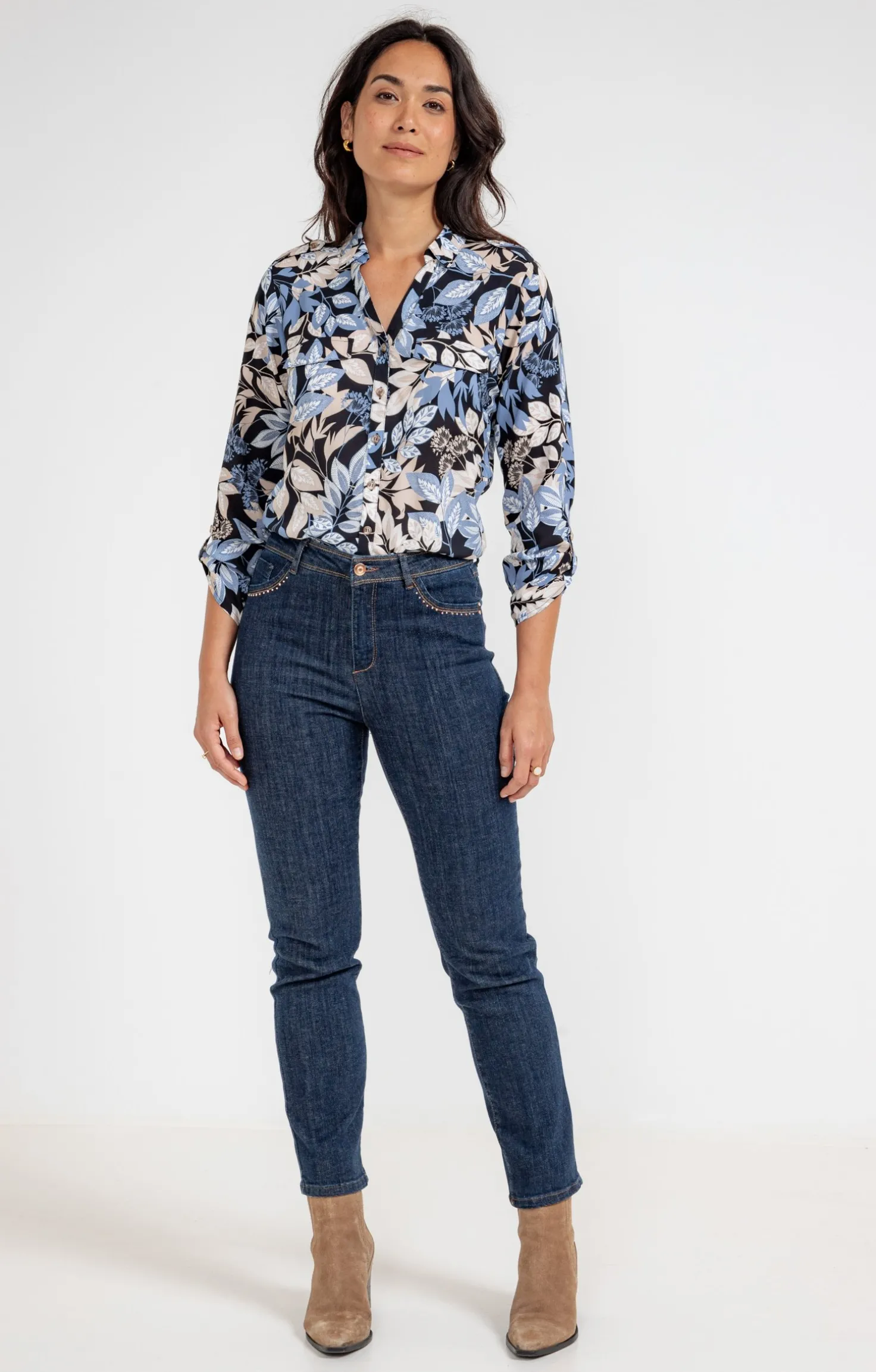 CHEMISE IMPRIME NATUREL AVEC POCHE -