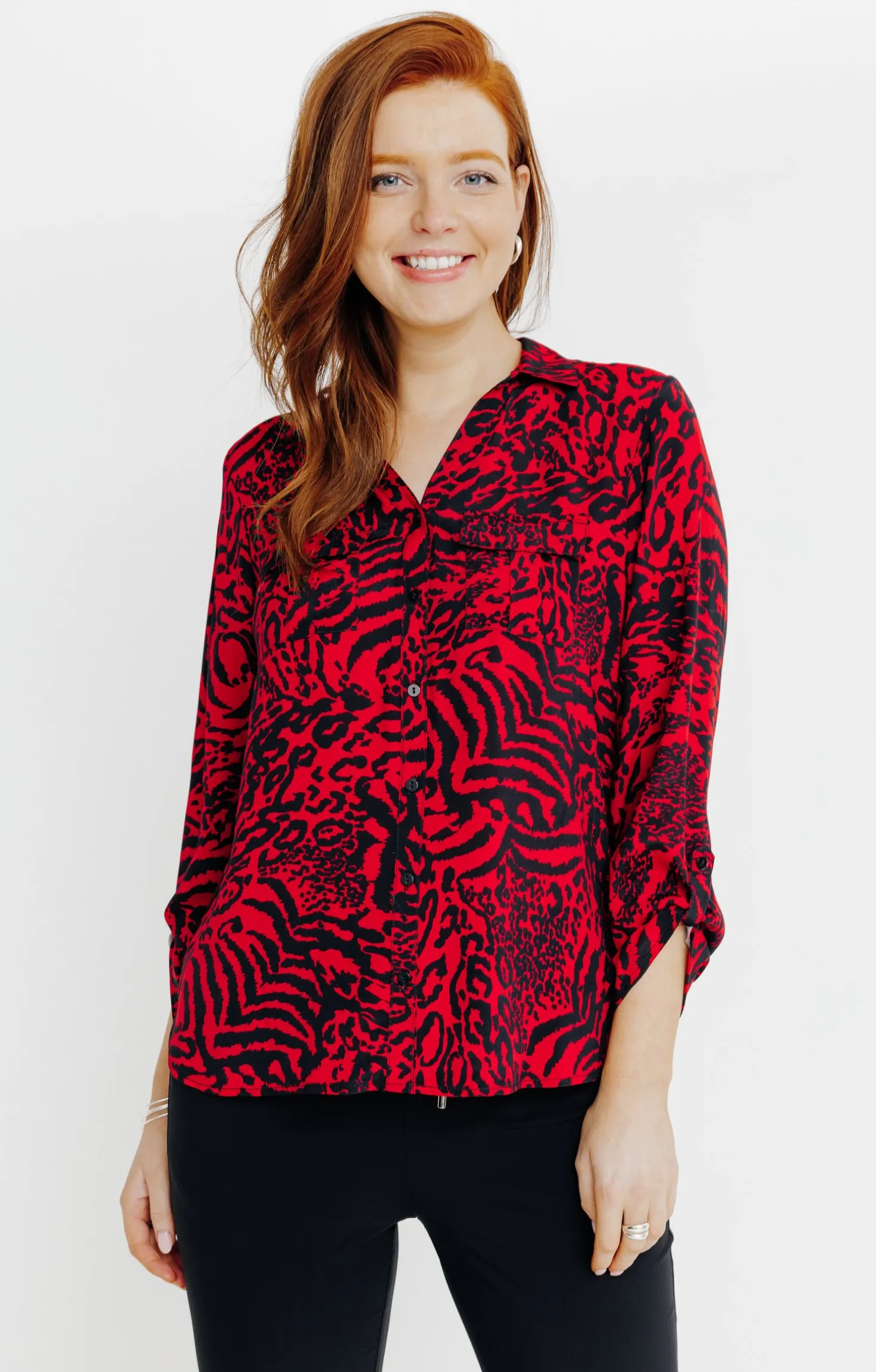 CHEMISE IMPRIME PEAU DE BETE BOUTONNEE -