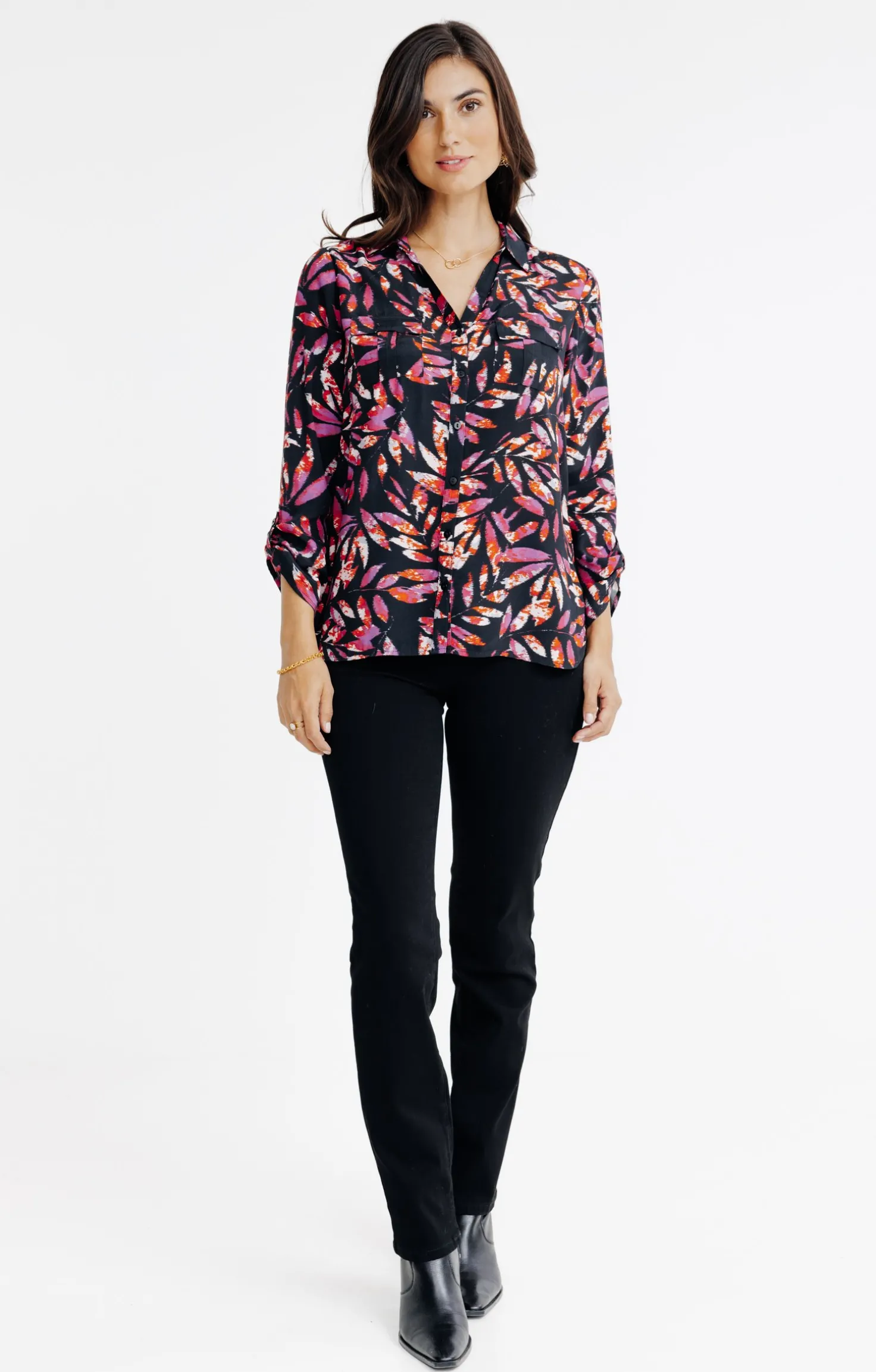 CHEMISE IMPRIMEE MOTIF FEUILLAGE COLORE -