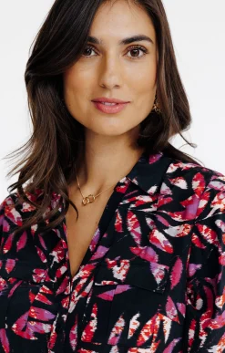 CHEMISE IMPRIMEE MOTIF FEUILLAGE COLORE -