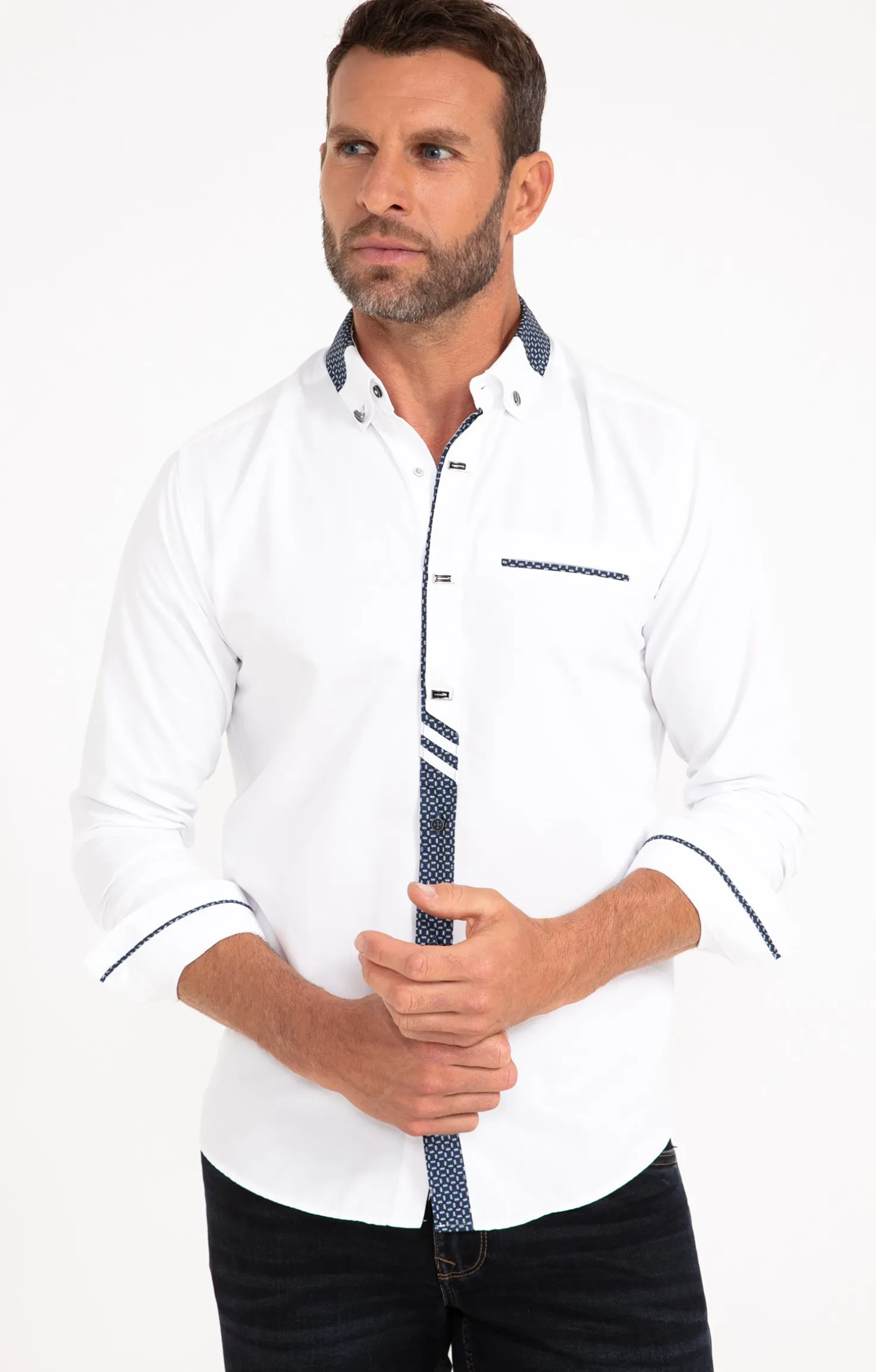 Chemise manches longues détails imprimés -
