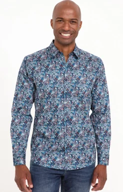 Chemise manches longues PETROLE NAVY -