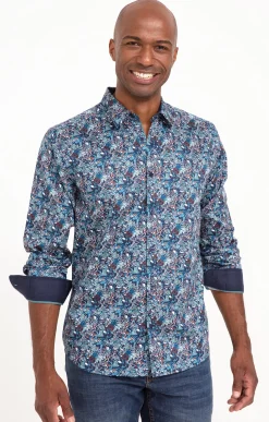 Chemise manches longues PETROLE NAVY -