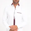 Chemise manches longues uni grenat -