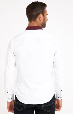 Chemise manches longues uni grenat -