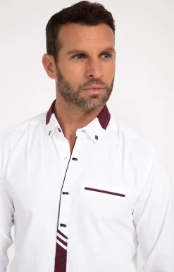 Chemise manches longues uni grenat -