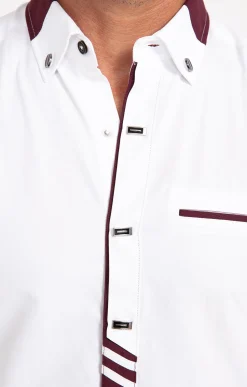 Chemise manches longues uni grenat -