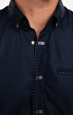 Chemise manches longues uni bleu marine -