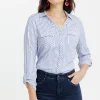 Chemise rayée avec boutons nacrés -