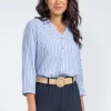 chemise rayée avec details de strass -