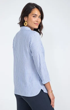 chemise rayée avec details de strass -