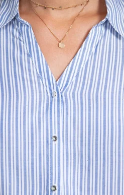 chemise rayée avec details de strass -