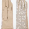 Gants fantaisie en suédine imprimé chat -