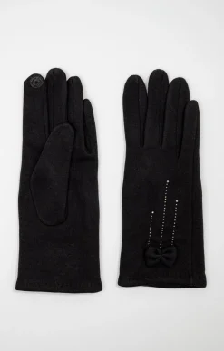 Gants tricot détail nœud -