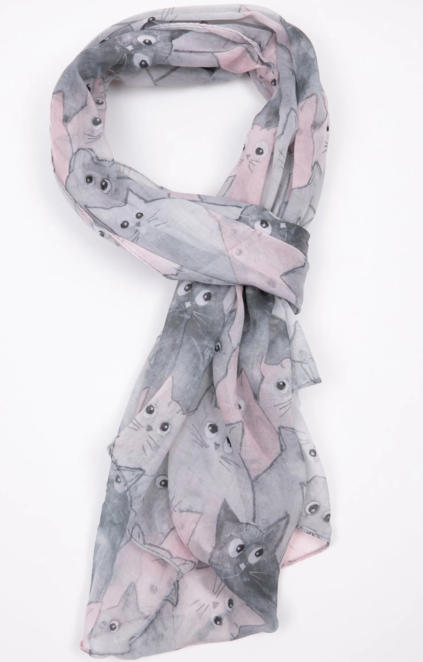 Grand foulard léger imprimé chat -