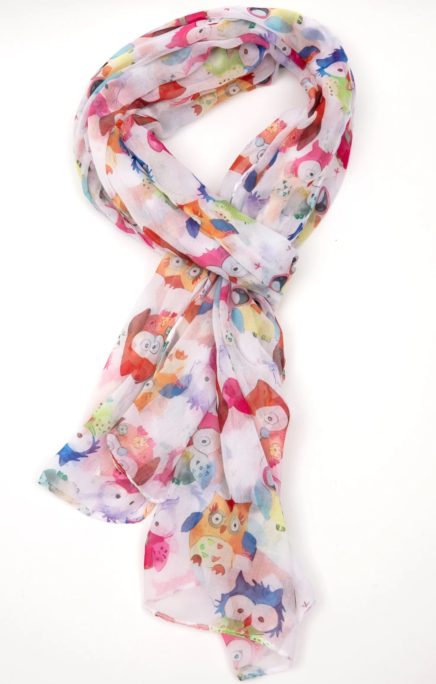 Grand foulard léger motif hibou -