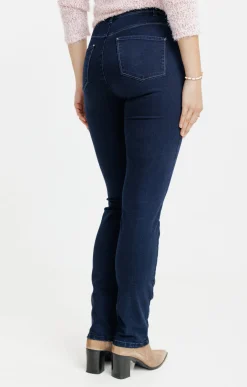 Jean droit détail strass poche -